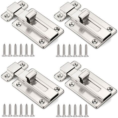 Pieces Door Latch Stainless Steel Security Door Bolts Sliding Door Lock Barrel Bolt Door Lock Door Bolt with 24 Screws for Bathroom Window Furniture (1/4)