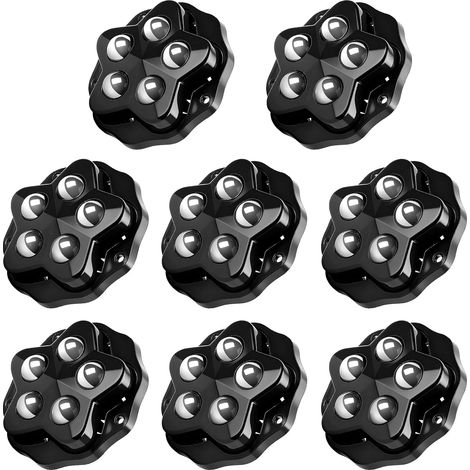 Lot de 8 roulettes pour meubles autocollantes pour charges lourdes, 200 kg par rouleau, roulettes plates à 360 ° pour boîte de rangement, meubles, poubelle, petits appareils, avec tampon adhésif (noir (1/5)