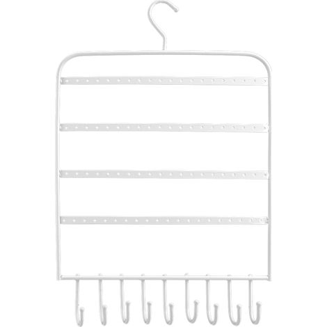Support mural bijoux en fer blanc 37x25cm, étagère rangement colliers boucles d'oreilles design moderne et stable pour organisation élégante (1/5)