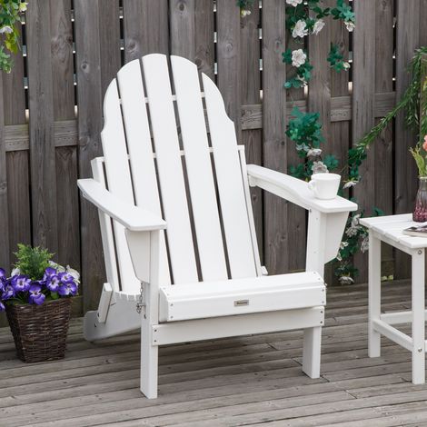 Chaise de jardin Adirondack pliante 75x87x93cm,chaise blanche pour balcon et mobilier de jardin