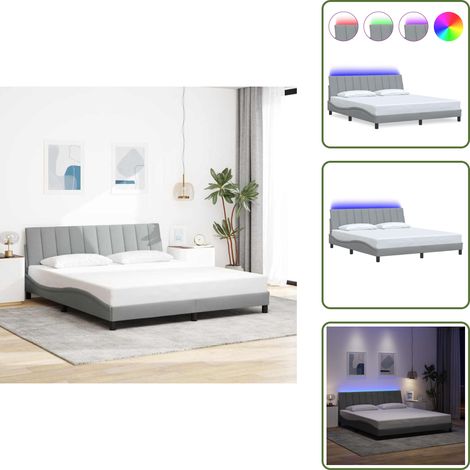 Bettgestell ohne Matratze Hellgrau 180x200 cm Stoff - Bettgestell - Bettgestelle - Bettrahmen - Bett (1/5)