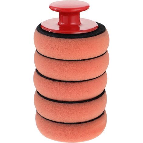 Set mit 5 Autowachsapplikatoren, Schwammpads mit Griffen. – 15 x 12 x 12 cm – Orange (1/4)