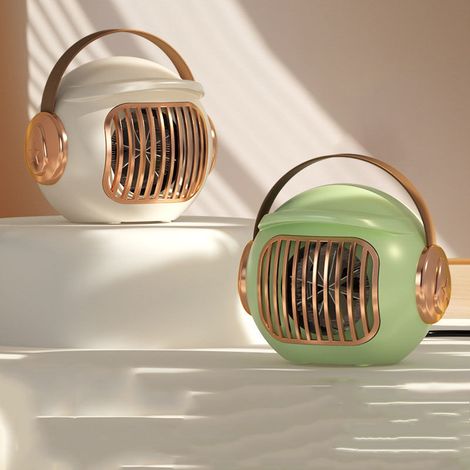 Radiateur d'appoint portable 2 pièces abordable, sûr et chaud, décoration rétro pour chambre à coucher, salle de bain, bureau - vert rétro et blanc crème (1/4)