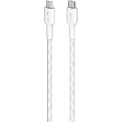Cable USB-C a USB-C trenzado de alta resistencia Puro Fabric de 1,2 m (blanco) (1/2)