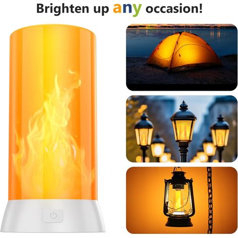 Set di 2 luci LED a effetto fiamma ricaricabili tramite USB con telecomando e timer, impermeabili, dimmerabili, ideali per decorazioni domestiche, feste e altri usi. (1/4)