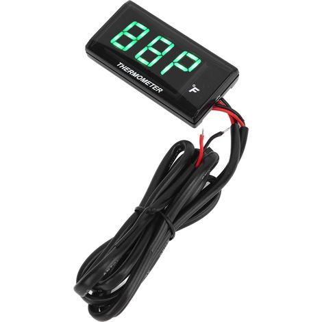 Thermomètre LCD ultra-fin pour moto, indicateur de température d'eau étanche 12V vert avec adaptateur bougie 10mm (1/5)