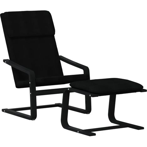 vidaXL Relaxing Chair with Footstool Black Fabric (1/4)