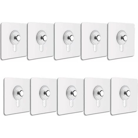10 Pcs Picture Hooks without Drilling, Frame Fixing without Drilling, Frame Hook without Drilling Waterproof Adhesive Removable Anti-trace Sticker, Transparent Adhesive Picture Hook (1/3)