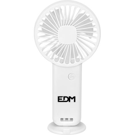 Ventilador de mano con base extraible y soporte para smartphone, 9 x 3 x 18 cm