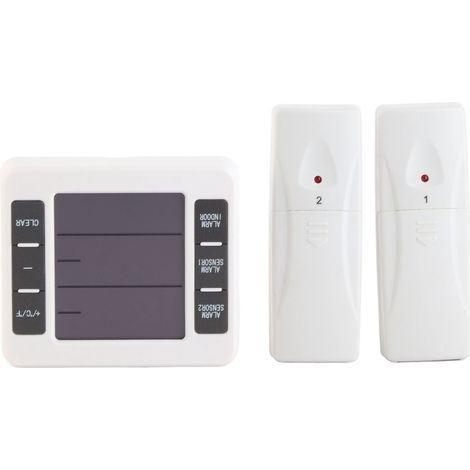 LCD-Thermometer mit 2 drahtlosen Sendern, Kühlschrank-Temperaturanzeige und Alarmfunktion (1/4)