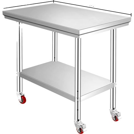 Tavolo da preparazione in acciaio inox con ripiani regolabili, 36 x 24 pollici (1/2)