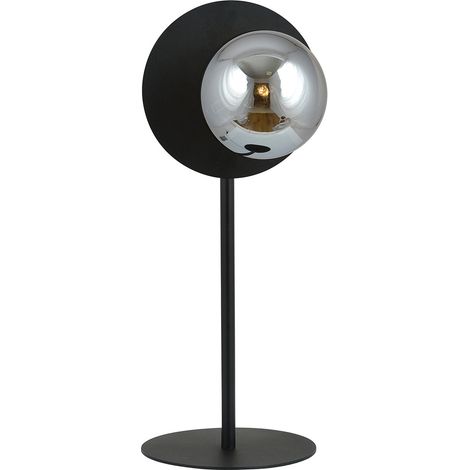 Lampada Da Tavolo Contemporanea Ippolita 1 Luce In Acciaio Nero E Vetro Fumè (1/5)