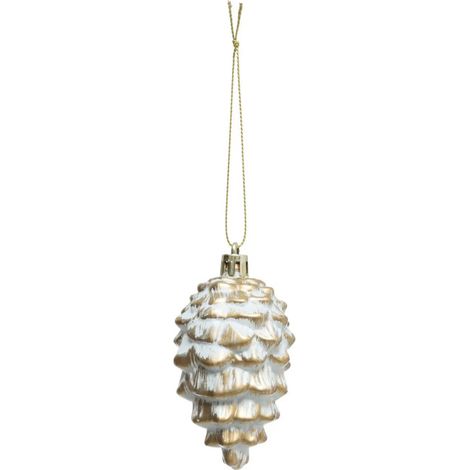 Sujet de Noël Pomme de Pin "Neige " 8cm Or
