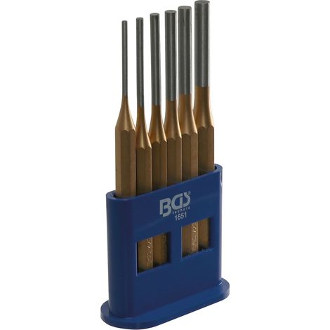 Bgs Technic – Juego de punzones de acero cromo-vanadio 150 mm – 6 piezas de 3 a 8 mm – Para insertar y retirar pasadores sin dañar (1/3)
