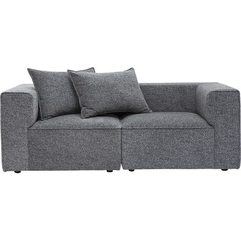 Sofá modular de 2 plazas en tela gris oscuro jaspeado KERRY