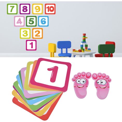 Autocollants de marelle pour enfants, décorations interactives pour l'éveil des tout-petits en maternelle, autocollants de marelle classiques avec chiffres (1/5)