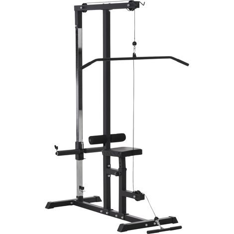 Kraftstation Multifunktionale Fitnessstation Mit Verstellbarem Sitz & Riemenscheibe, Stahl, Schwarz, 107X120X190Cm