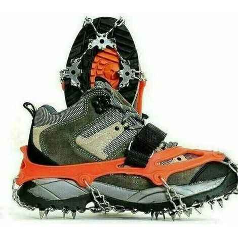 Crampons antidérapants à 18 dents en acier inoxydable pour la neige, la randonnée, la glace, la chasse et les promenades hivernales. (1/5)