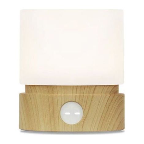 Veilleuse avec Minuterie, Petite Lampe LED pour Chambre, Intensité Variable, Fonctionne à Piles (Grain de Bois) Odipie (1/4)