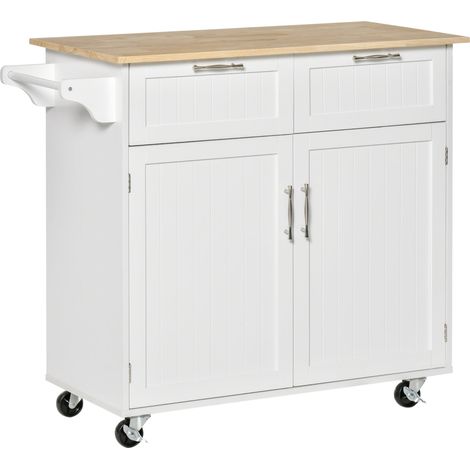 Carrello da Cucina 104x46x91 cm in Legno Bianco (1/5)