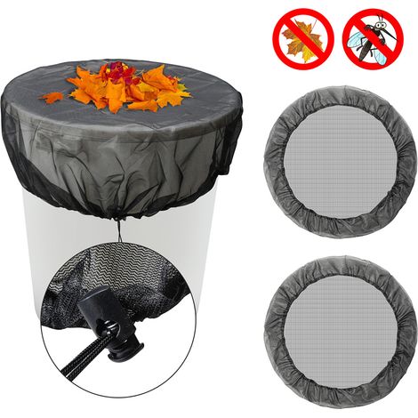 TolleTour Red para barril de lluvia de 95 cm, juego de 2 unidades: red de cobertura con cordón ajustable, protección contra hojas y mosquitos