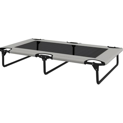 Lit surélevé portable pour grand chien, cadre en acier avec tissu Oxford respirant, gris clair, 107 x 61 x 20 cm (1/5)