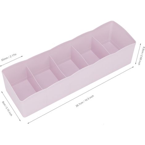 Casier de rangement en plastique 5 compartiments pour soutiens-gorge, chaussettes et sous-vêtements - Rose (1/5)