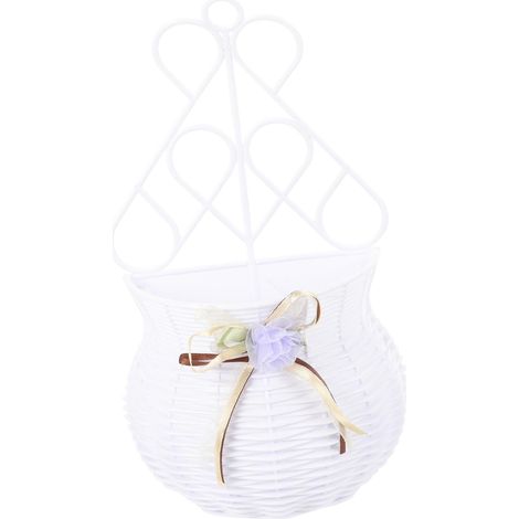 Jardinière murale rustique blanche tissée Beaupretty, en polypropylène PP (1/5)