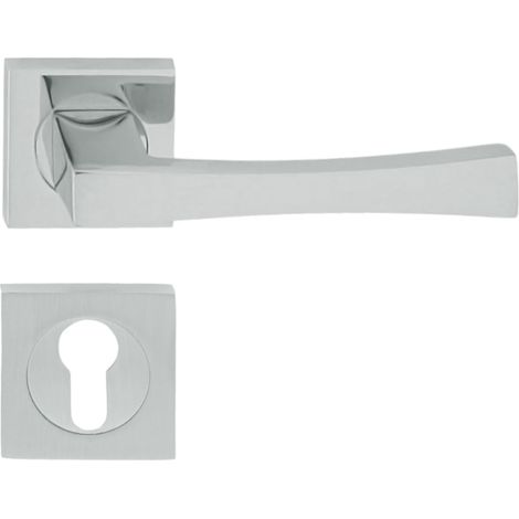 DOMINO Poignée de porte LOGO QR M6 PZ Poignée avec plaque PZ pour cylindre profilé Chromé brillant (1/5)