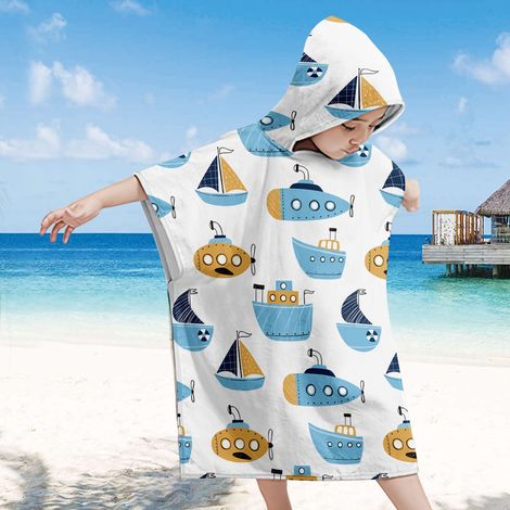 Serviette De Plage Enfants - Capuche - Microfibre - Séchage Rapide - Pour Piscine Et Bain - 60 x 60 cm - 1 Pièce (1/5)