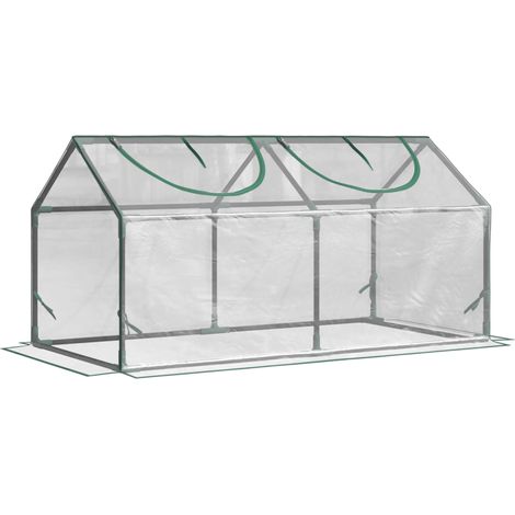 Serre en PVC transparente avec fenêtre, 120 x 60 x 60 cm, mini serre pour tomates et plants (1/5)