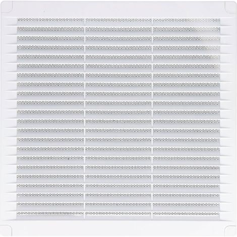 Quadratische Lüftungsgitter mit Stopfen und Moskitonetz aus weißem ABS 20x20x0,7cm EDM