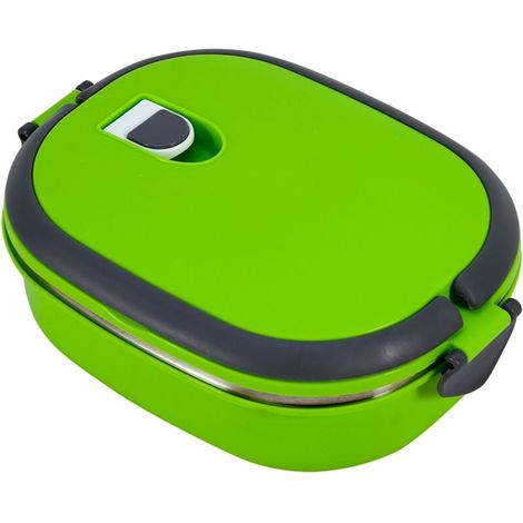 Contenitore termico in acciaio inox per alimenti, 1 scomparto, colore verde. (1/4)