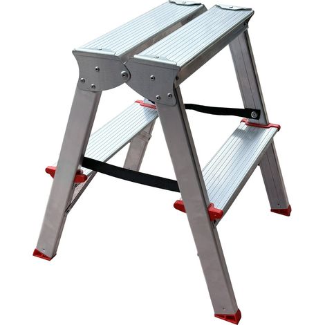 MTRA Escabeau double marchepied en aluminium 2 marches