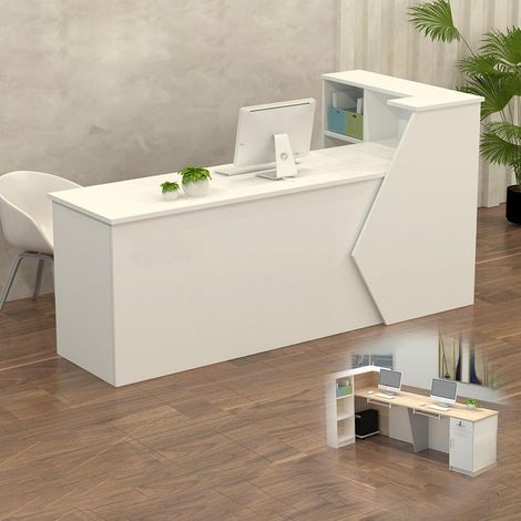 Empfangstheke mit Stauraum, 100-300 cm, für Büro, Praxis, Salon, Laden (1/5)
