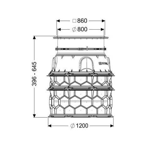 - Module d'arbre LW 1000, accès à la plaque de base LW 800, 396-645 mm, classe A 15