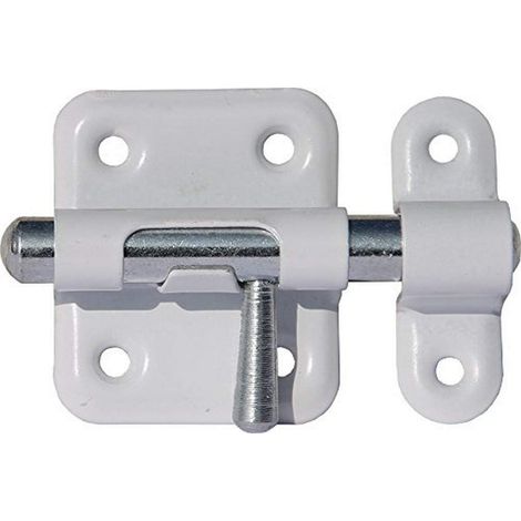 1 - Targette - Verrou De Porte - Acier Galvanisé - Coulissant Rond - Pour Porte D&39entrée - Blanc - 40x40 cm (1/3)
