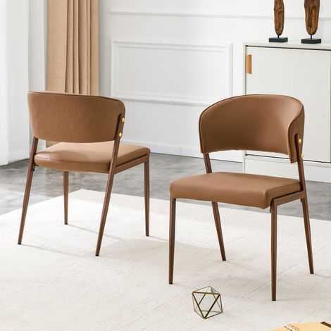 Lot de 2 chaises simili‑cuir structure métallique dossier ergonomique, sans table (1/5)