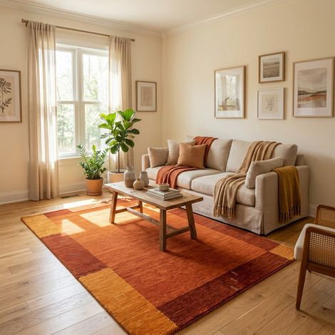 Tapis Gabbeh indien Tapis Tella - Tapis en laine  - 250x200cm, Rectangular - 100% Laine vierge - Tissé main - Rouille