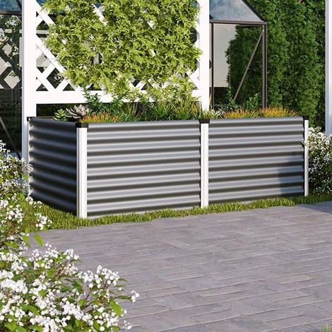 Carré potager Linus 630 – Acier Zincalume H 63 cm, Couleur Granit/Aluminium