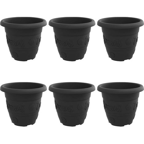 Maison Exclusive - Vaso Rotondo per Fiori 6 pcs Nero Ø 22 x 18 cm Plastica
