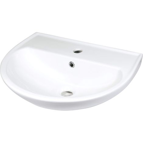 Lavabo in ceramica montaggio a parete con basetta per rubinetteria bianco 51,8x40,3 cm - Veronik (1/2)