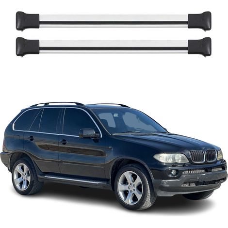 OMAC Aluminium Dachträger Querträger für BMW X5 E53 1999-2006 – Max. 75 kg – 2 Stangen Silber (1/5)