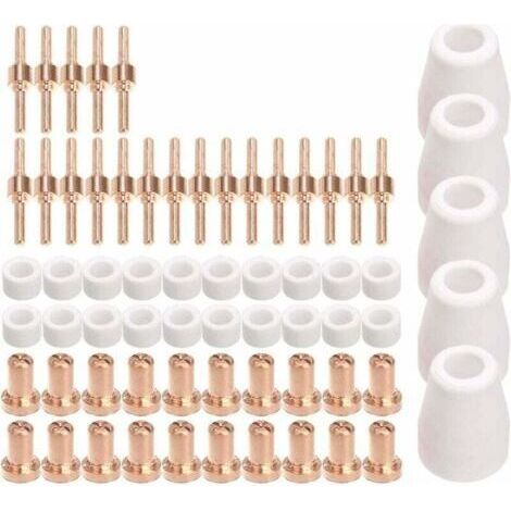 65 PièCes SéRues Kit D'éLectrodes et de Buses de Pointe de Coupeur de Plasma Accessoires Consommables pour PT31 30 40 50 Outils de Soudage de Coupeur de Plasma