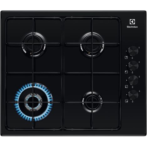 Electrolux – Plaque gaz 4 foyers 59.4cm – Puissance 8700W – Sécurité gaz – Plaque avec hotte intégrée (1/5)