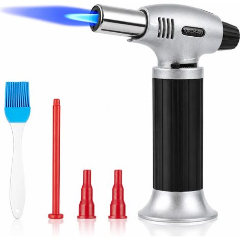 Chalumeau de Cuisine Briquet Rechargeable avec Verrouillage de Sécurité et Flamme Réglable pour Crème Brûlée, Barbecue et Bricolage (Sans Gaz) (1/5)