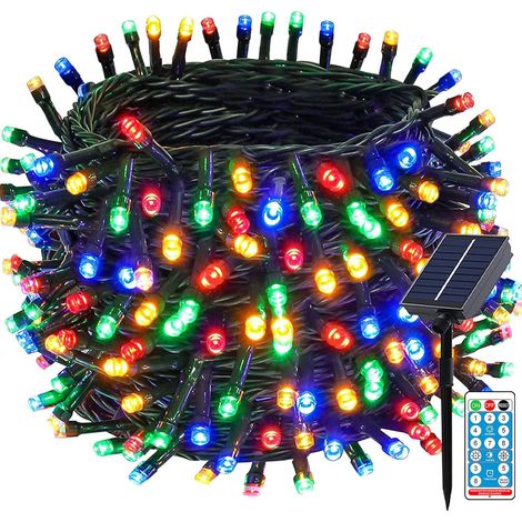 Guirlande lumineuse solaire d'extérieur 30m, 300LED, guirlande lumineuse de Noël LED d'extérieur avec 8 modes + minuterie + télécommande, guirlande pour jardin, balcon, mariage, blanc chaud