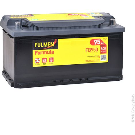 Batterie voiture 12V 95Ah 800A – FB950 – Plomb Calcium – Compatible avec plusieurs modèles – Fulmen