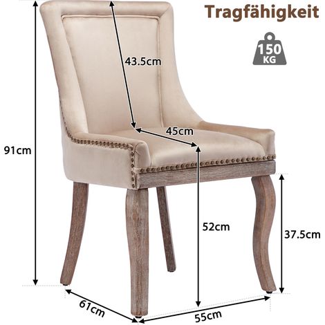 4er-Set Esszimmerstühle 55×61×91 cm Samt Beige, stabile Holzbeine – MEUBLIV (1/5)
