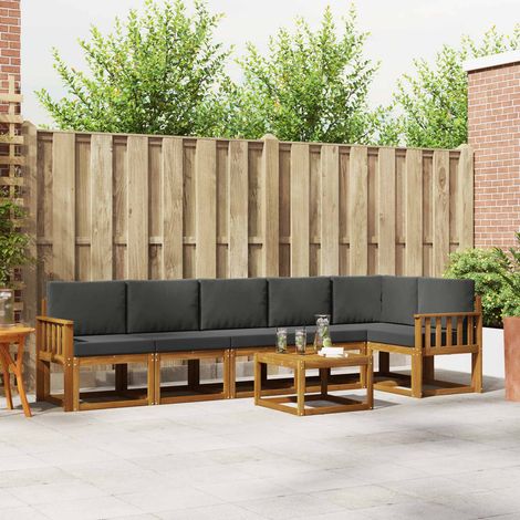 Outdoor-Sofagarnitur mit Kissen 7 pcs Natur und Anthrazit (1/5)